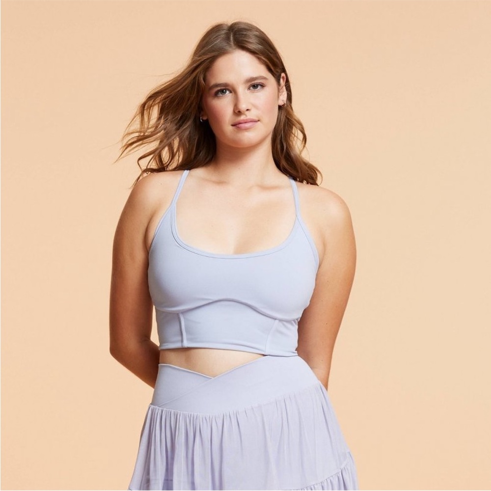 NWT Blogilates Women's Corset Cropped Bralette - Light Purple XSmall